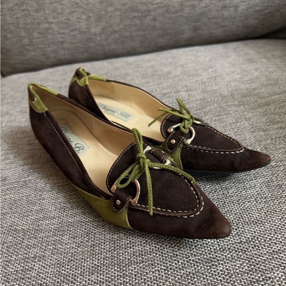 Women’s Diane B Milano Suede Green Brown Shoes Vintage Italy 38.5 Used - Picture 5 of 15